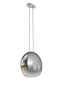 Lens Pendant 40cm Round, 1 x E27 (Max 40W) Chrome Glass