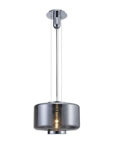 Jarras Pendant 40cm Round, 1 x E27 (Max 40W), Chrome / Ash Grey Glass