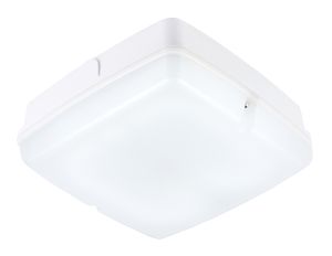 Pluto Large Square HF & Emergency IP65 Bulkhead With Opal Cover & White Base - 28W GR10q 2D 4Pin Lamp Included