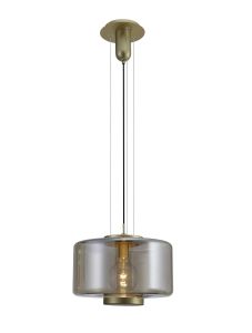 Jarras Pendant 40cm Round, 1 x E27 (Max 40W), Matt Gold / Cognac Glass