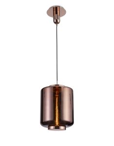Jarras Pendant 30cm Round, 1 x E27 (Max 40W), Copper / Rose Gold Glass