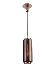 Jarras Pendant 20cm Round, 1 x E27 (Max 40W), Copper/Rose Gold Glass