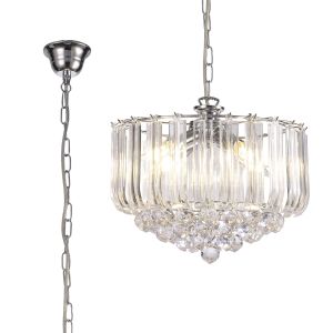 Lana 34cm Pendant With Acrylic Spheres, 3 Light E14 Polished Chrome Finish