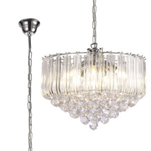 Lana 40cm Pendant With Acrylic Spheres, 5 Light E14 Polished Chrome Finish