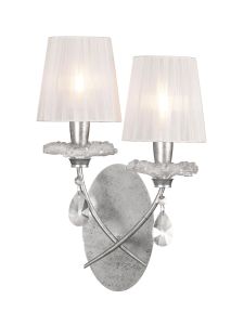 Sophie Wall Light, 2 x E14 (Max 20W), Silver Painting, White Shades