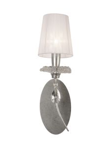 Sophie Wall Light, 1 x E14 (Max 20W), Silver Painting, White Shade