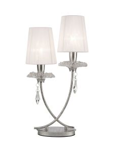 Sophie Table Light, 2 x E14 (Max 20W), Silver Painting, White Shades