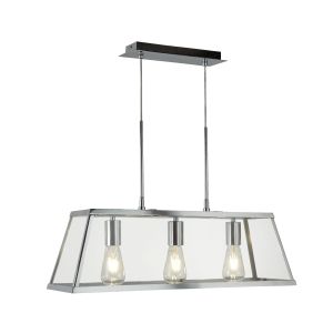 4613-3CC Voyager 3 Light Lantern Bar, Chrome, Glass