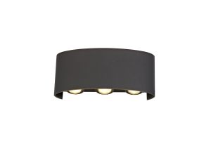 Leoni Up & Downward Lighting Wall Light, 6W LED 3000K, Anthracite, 500lm, IP54, 3yrs Warranty