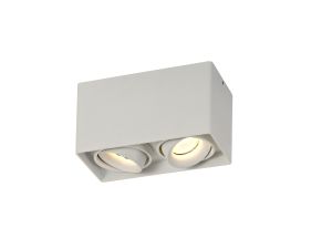 Stom Adjustable Rectangular Spotlight, 2 Light GU10, Sand White