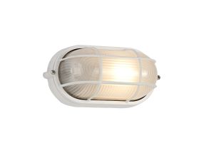 Avon Oval Wall/Ceiling Lamp, 1 Light E27, IP44, White/Glass