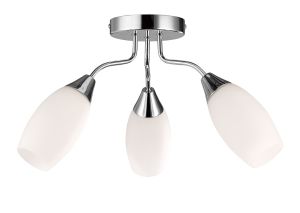 Denia 43cm Ceiling 3 Light E14 Polished Chrome/Opal Glass