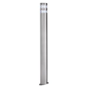 India LED Outdoor Post - 90cm Satin Silver Oval 24 LEDs