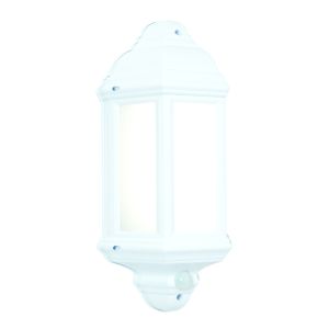 Halbury Single LED Outdoor PIR wall Light Matt White/Frosted Finish
