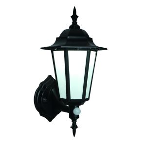 Evesham Single LED Outdoor PIR Wall Light Black/Frosted Finish 