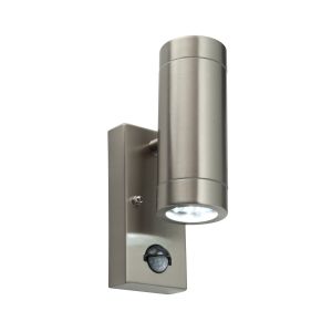 PALIN PIR TWIN WALL LIGHT 3.2W BRUSHED STAINLESS STEEL 105mm x 215mm x 70mm COOL WHITE/IP44