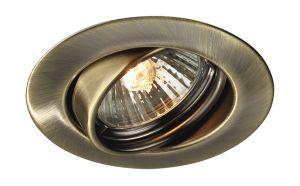 Opal Pack of 3 Round Adjustable GU10 Recessed Downlighter Set, Antique Brass