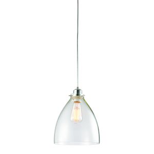 Elstow 1 Light E27 Or B22 Non Electric Clear Glass Shade With Chrome Effect Trim (Shade Only)