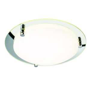 Foster 18w Single LED Flush Opal/Mirrored Glass Finish 