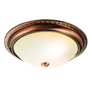 Athens Double Flush Antique Copper/Frosted Glass Finish