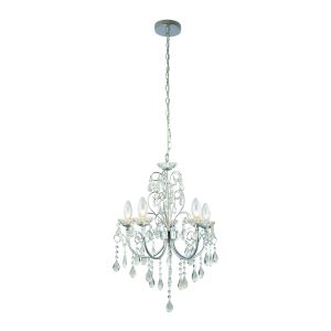 Latteha 5 Light G9 Polished Chrome IP44 Adjustable Bathroom Pendant Chandelier With Clear Faceted Crystals
