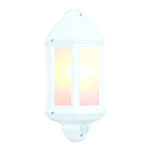 Halbury Single Outdoor PIR Wall Light Matt White Textured/Frosted Finish 