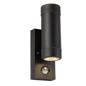 Outdoor PIR 2 Light Cylinder Pp Wall Bracket, Black