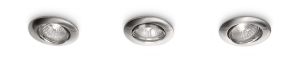 Carina Pack of 3 Round GU10 Recessed Downlighter Set, Matt Chrome