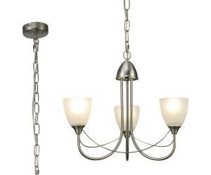 Cooper Ceiling 3 Light Pendant Convertible to Semi Flush E14 Satin Nickel/Opal Glass