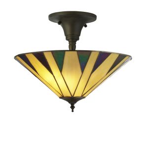 Charlston, Tiffany Semi Flush, Yellow/Multi