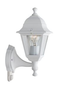 Lima Wall Lamp with PIR 1 Light E27 IP44 Exterior White Aluminium/Glass