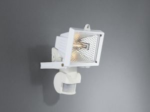 Faro Wall Lamp Floodlight with PIR 1 Light IP44 Exterior White Aluminium/Glass