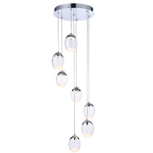 Oria Single LED Pendant Polished Chrome Plate/Clear Crystal Glass Finish 