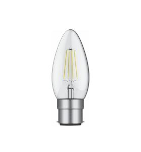Value Classic LED Candle B22d Dimmable 4W Warm White 2700K, 400lm, Clear Finish, 3yrs Warranty