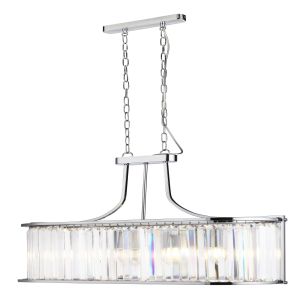 Victoria 5 Light Oval Pendant, Chrome With Crystal Glass