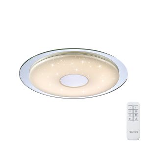 Virgin Flush 45cm Round 18W LED, 2700-6500K, 1680lm, Remote Silver/Frosted Acrylic/Polished Chrome, 3yrs Warranty