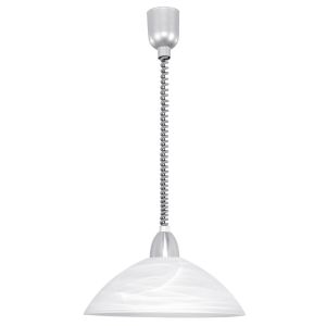 Lord 2 1 Light Adjustable Rise And Fall E27 Pendant Silver With Satin Nickel And White