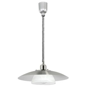 1 Light Polished Chrome Rise & Fall Pendant With Glass Shade