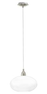 Brenda 1 Light E27 Pendant Light Satin Nickel With White Glass Shade