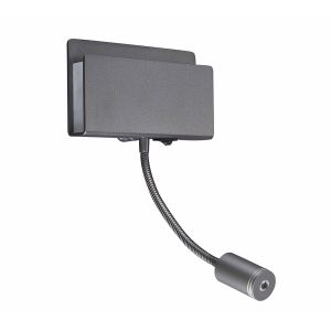 Cabarete Wall Light Rectangular 2 x 3W LED 3000K, 470lm, Switched Ash Grey, 3yrs Warranty