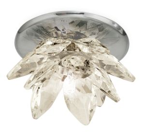 1 Light Polished Chrome Recessed Downlighter With Crystal