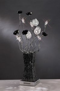 (DH) Jasmine Crystal Table Lamp 4 Light G4 Aluminium/Black, NOT LED/CFL Compatible