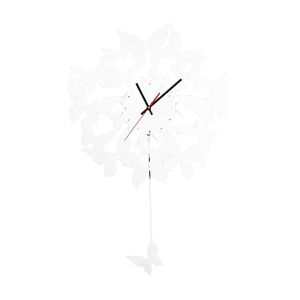 (DH) Infinity Butterfly With Pendulum Clock White/Crystal