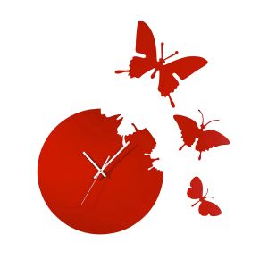 (DH) Infinity Cutout Butterfly Clock Red