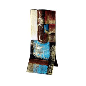 * (DH) Delphia Glass Art Rectangle Vase Brown/Blue/Multi-Colour