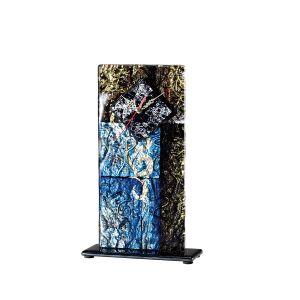 * (DH) Delphia Glass Art Clock Brown/Blue/Multi-Colour