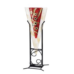 (DH) Livia Glass Art Short Vase With Stand Red/French Gold/Black