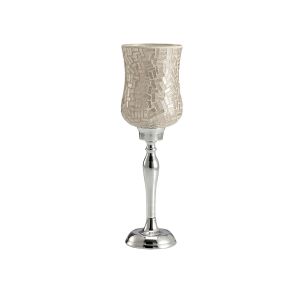 (DH) Trina Mosaic Candle Holder Medium Polished Chrome