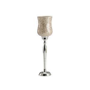 (DH) Trina Mosaic Candle Holder Large Polished Chrome