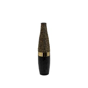 (DH) Mika Mosaic Vase Tall Black/French Gold